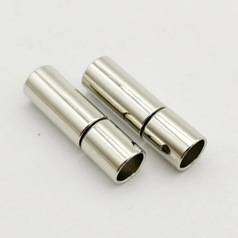 10Pcs 4mm Inner Hole Silver Rubber Clasps for 4.0 Round Cord Glue In