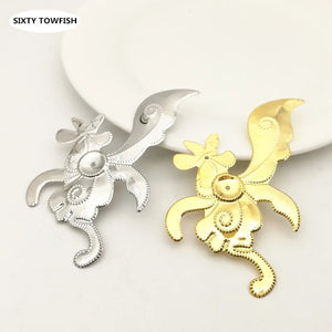 10 Pieces 50*80mm K Metal Filigree Flower Slice Charms Jewelry DIY Components