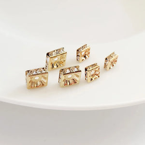 10Pcs 6-8mm Square Rhinestone Crystal Beads for Jewelry Making