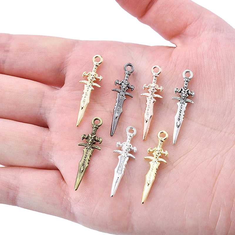 10pcs Vintage Dagger Charm Pendant Earrings Jewelry DIY Accessories