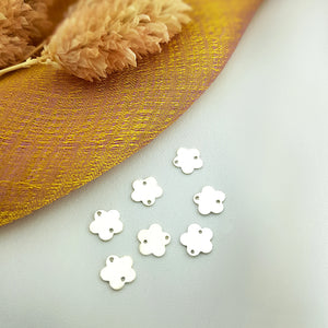 10 Sterling Silver Flower Charm, Jewelry Supplies, Gift for Mom