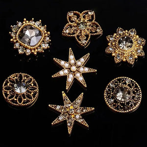 10Pcs Vintage Geometric Charms with Rhinestone for DIY Jewelry