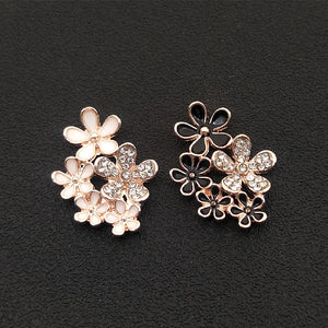 10pcs 26*19mm Metal Flower Applique Rhinestone Buttons DIY Clothing Jewelry