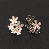10pcs 26*19mm Metal Flower Applique Rhinestone Buttons DIY Clothing Jewelry