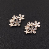 10pcs 26*19mm Metal Flower Applique Rhinestone Buttons DIY Clothing Jewelry