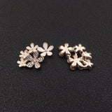10pcs 26*19mm Metal Flower Applique Rhinestone Buttons DIY Clothing Jewelry