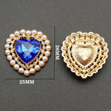 10Pcs 26 * 28mm Heart Pearl Acrylic Rhinestone Button Metal Wedding Decoration