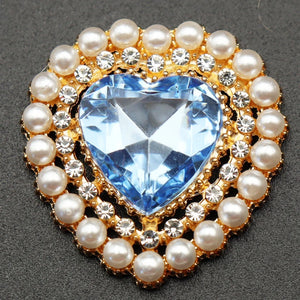 10Pcs 26 * 28mm Heart Pearl Acrylic Rhinestone Button Metal Wedding Decoration