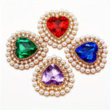 10Pcs 26 * 28mm Heart Pearl Acrylic Rhinestone Button Metal Wedding Decoration