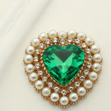10Pcs 26 * 28mm Heart Pearl Acrylic Rhinestone Button Metal Wedding Decoration