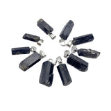Tourmaline Charm Pendant Protection Crystal Stone Plated Silvertone
