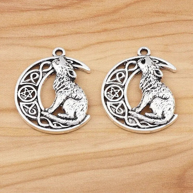 Pack of 10 Celtic Knot Wolf Moon Charms for DIY Jewelry Making