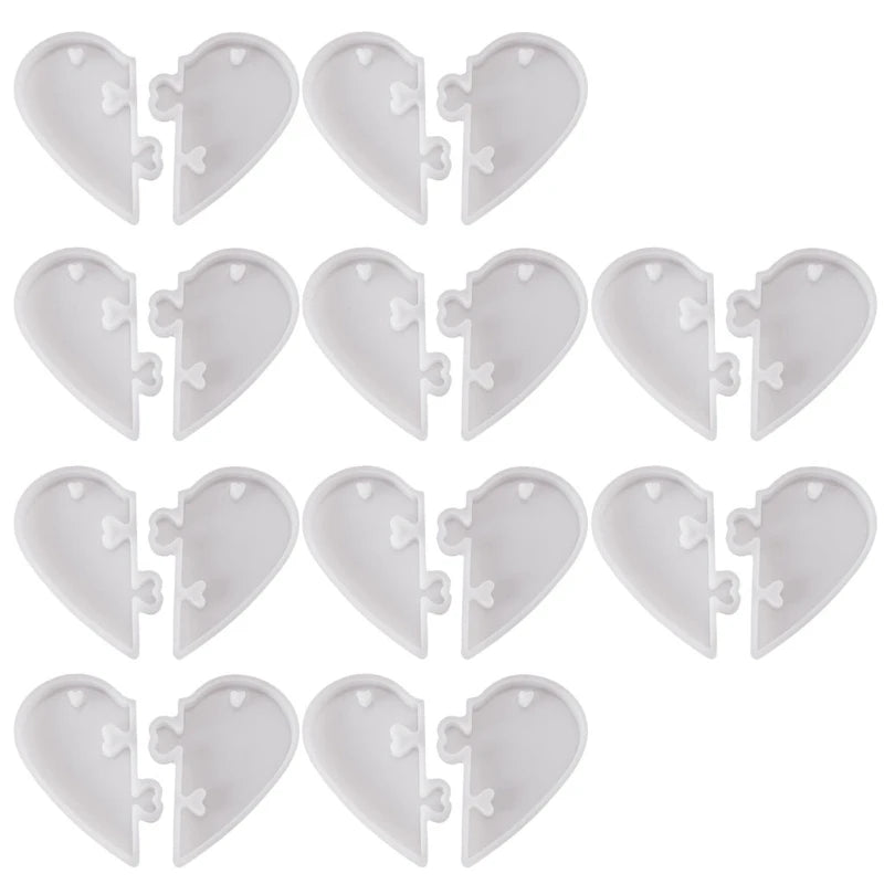 10pcs Couple Heart Silicone Mold for DIY Keychain Jewelry Craft