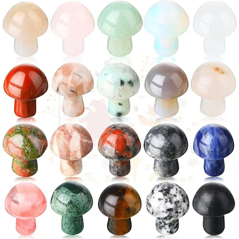 10 Pcs Crystal Mushroom Set for DIY Meditation Home Decor