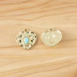 10pcs Gold Heart & Faux Stone Charms for DIY Necklace Bracelet Making