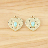 10pcs Gold Heart & Faux Stone Charms for DIY Necklace Bracelet Making