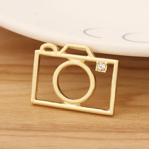 10 Hollow Camera Charms Pendants for Jewelry Making 25x19mm