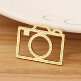 10 Hollow Camera Charms Pendants for Jewelry Making 25x19mm