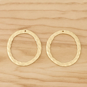 10 Hollow Hammered Round Charms for DIY Earrings 35x32mm