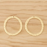 10 Hollow Hammered Round Charms for DIY Earrings 35x32mm