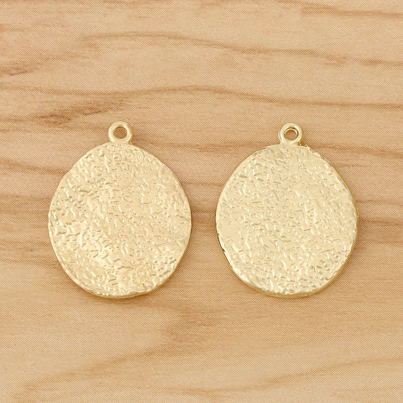 10Pcs Irregular Hammered Circle Charms Pendants 24x19mm for Earrings DIY