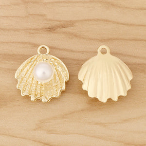 10 Shell Pearl Charms Pendants for Jewellery Making