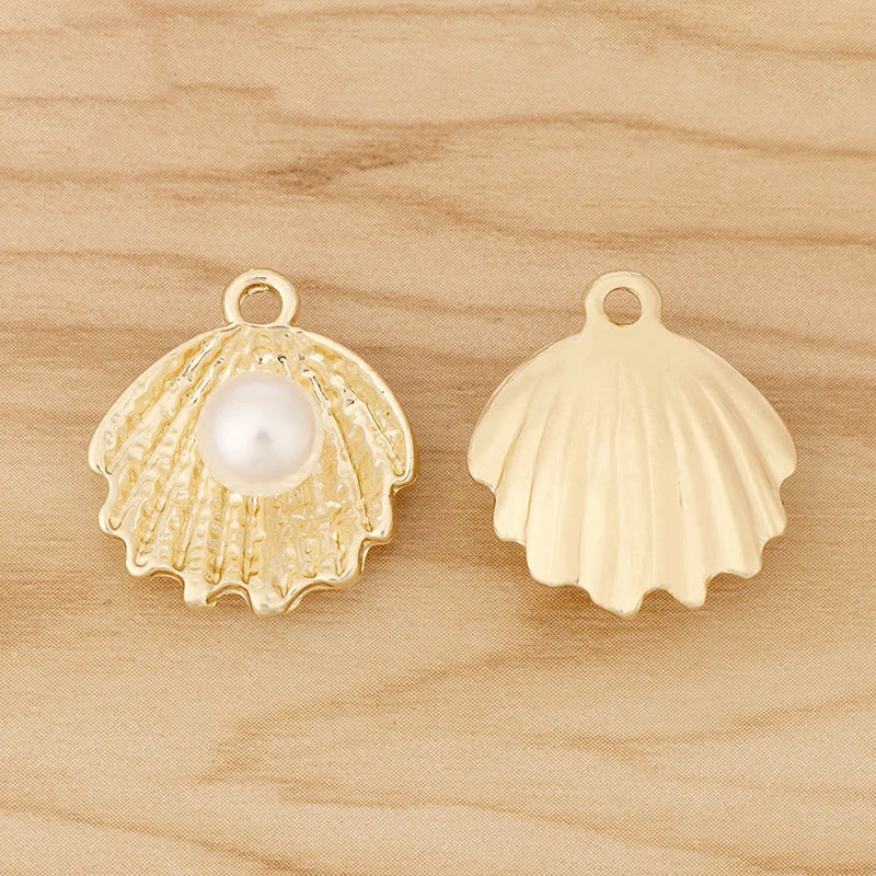 10 Shell Pearl Charms Pendants for Jewellery Making