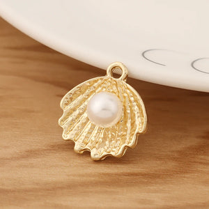 10 Shell Pearl Charms Pendants for Jewellery Making