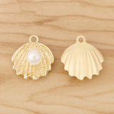 10 Shell Pearl Charms Pendants for Jewellery Making