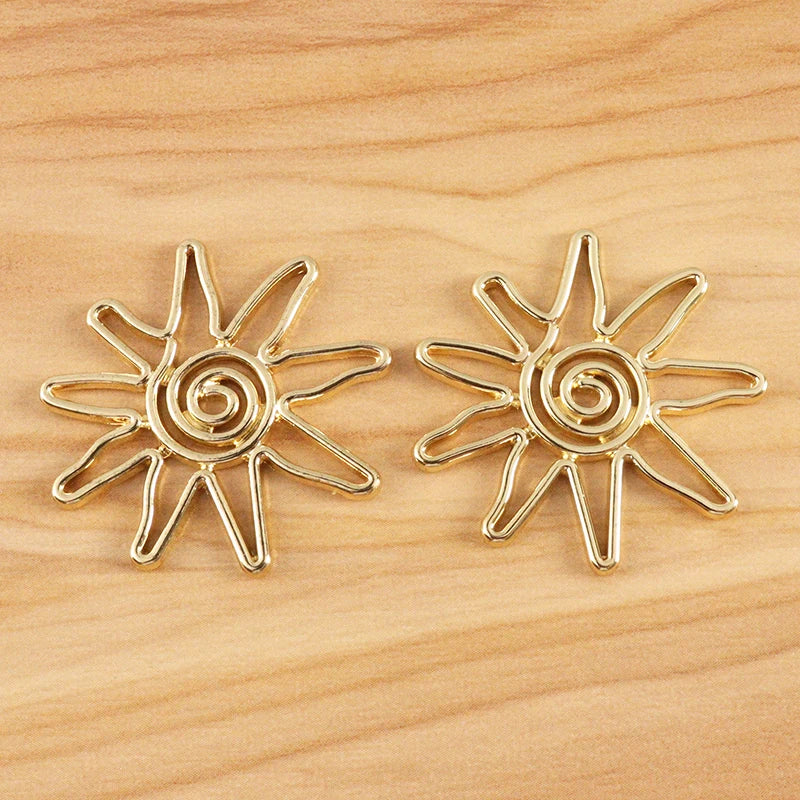 10 Sun Flower Charms for DIY Earrings 31x31mm