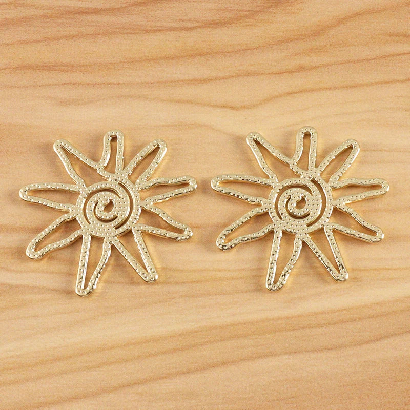 10 Sun Flower Charms for DIY Earrings 31x31mm