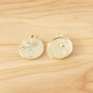 10 Sun Moon Charms Pendants with Rhinestones for DIY Jewelry Making