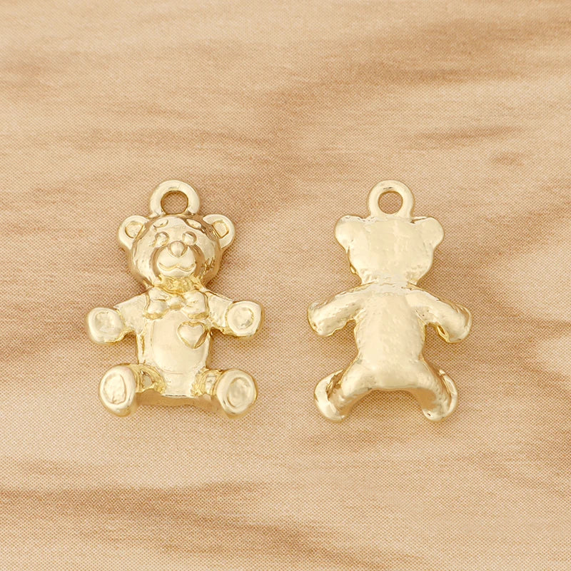 10 Teddy Bear Charms Pendants for DIY Jewellery Making 20x14mm
