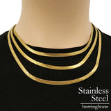 Herringbone Choker Necklace, Stainless Steel Gold Chain