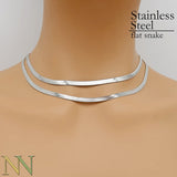 Herringbone Choker Necklace, Stainless Steel Gold Chain