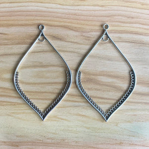 10 Large Hollow Water Drop Charms Tibetan Silver Earrings Jewelry Making 80x49mm