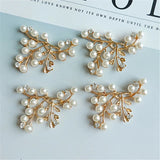 10 Pcs 32*40mm Pearls Rhinestone Metal Branch DIY Bride Hair Accessories