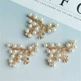 10 Pcs 32*40mm Pearls Rhinestone Metal Branch DIY Bride Hair Accessories