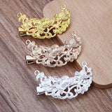 10 Pcs 48mm Metal Filigree Hair Clip Vintage Bride Hair Accessories
