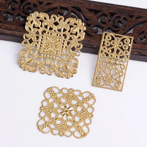 10Pcs Copper Filigree Sheet Metal DIY Accessories for Bridal Headwear