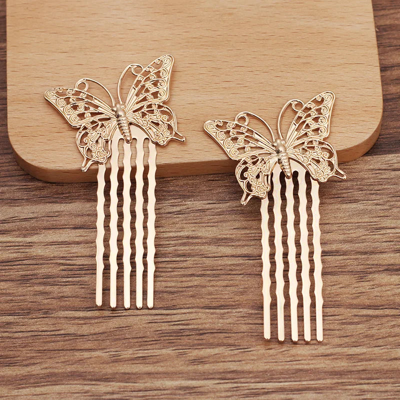 10 Pcs Copper Butterfly Hair Combs 50mm Bridal Headwear DIY Hair Accessori
