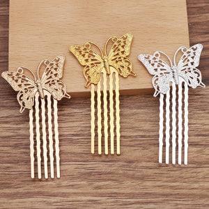 10 Pcs Copper Butterfly Hair Combs 50mm Bridal Headwear DIY Hair Accessori