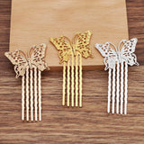 10 Pcs Copper Butterfly Hair Combs 50mm Bridal Headwear DIY Hair Accessori