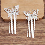10 Pcs Copper Butterfly Hair Combs 50mm Bridal Headwear DIY Hair Accessori