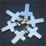 Opal Moonstone Beads Cross Pendant Top Men's Jewelry Accessories