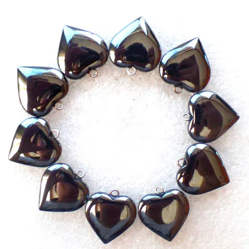 Natural Hematite Heart Pendant Bead 22x19x5mm