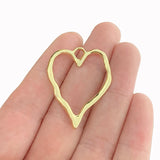 10 Matt Open Heart Charms Pendants 2 Sided for Necklace 28x37mm