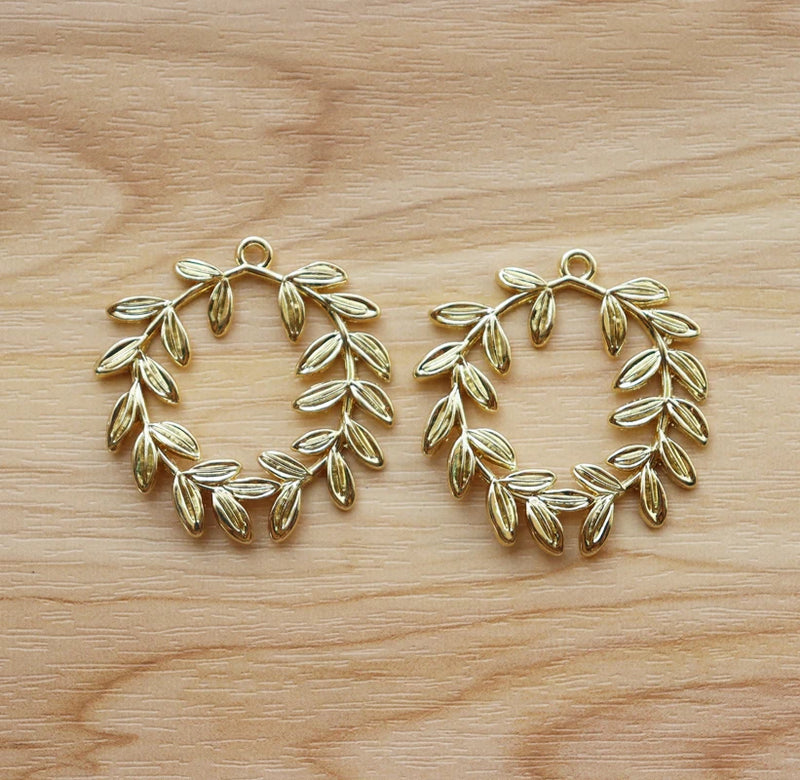 10 Matt Round Branches Charms Pendants for DIY Jewellery Making 37x39mm