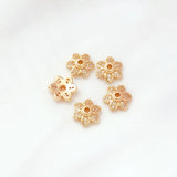 10pcs 14K Copper Clad K Flower Cap & Set DIY Necklace Jewelry Spacer Bead Set