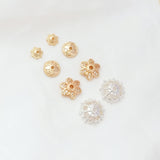 10pcs 14K Copper Clad K Flower Cap & Set DIY Necklace Jewelry Spacer Bead Set